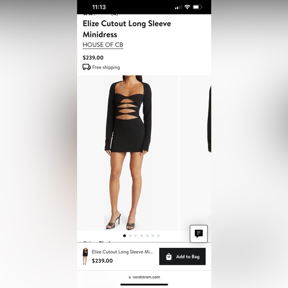 House of CB Elieze Cutout long sleeve Minidress size L+ - Picture 1 of 7